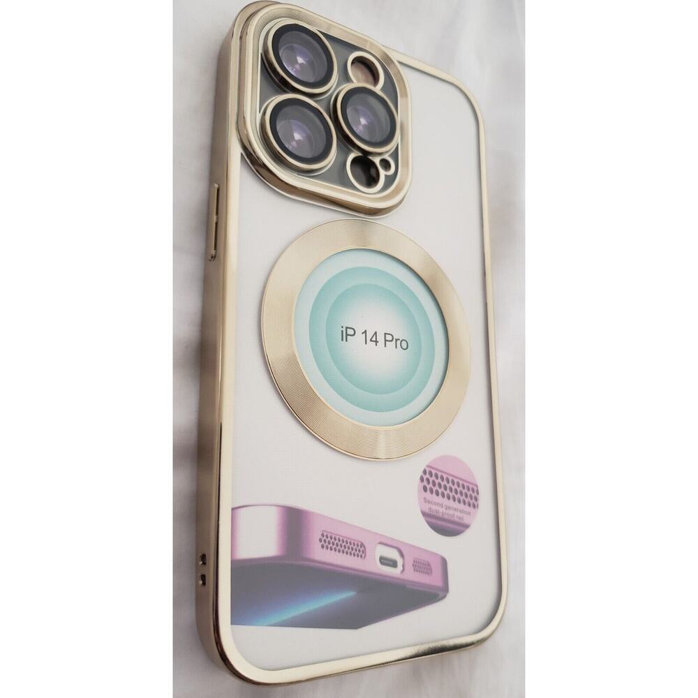 iPhone 14 Pro CD Pattern Hollow Out Phone Case, M2122478, Gold Brand NEW